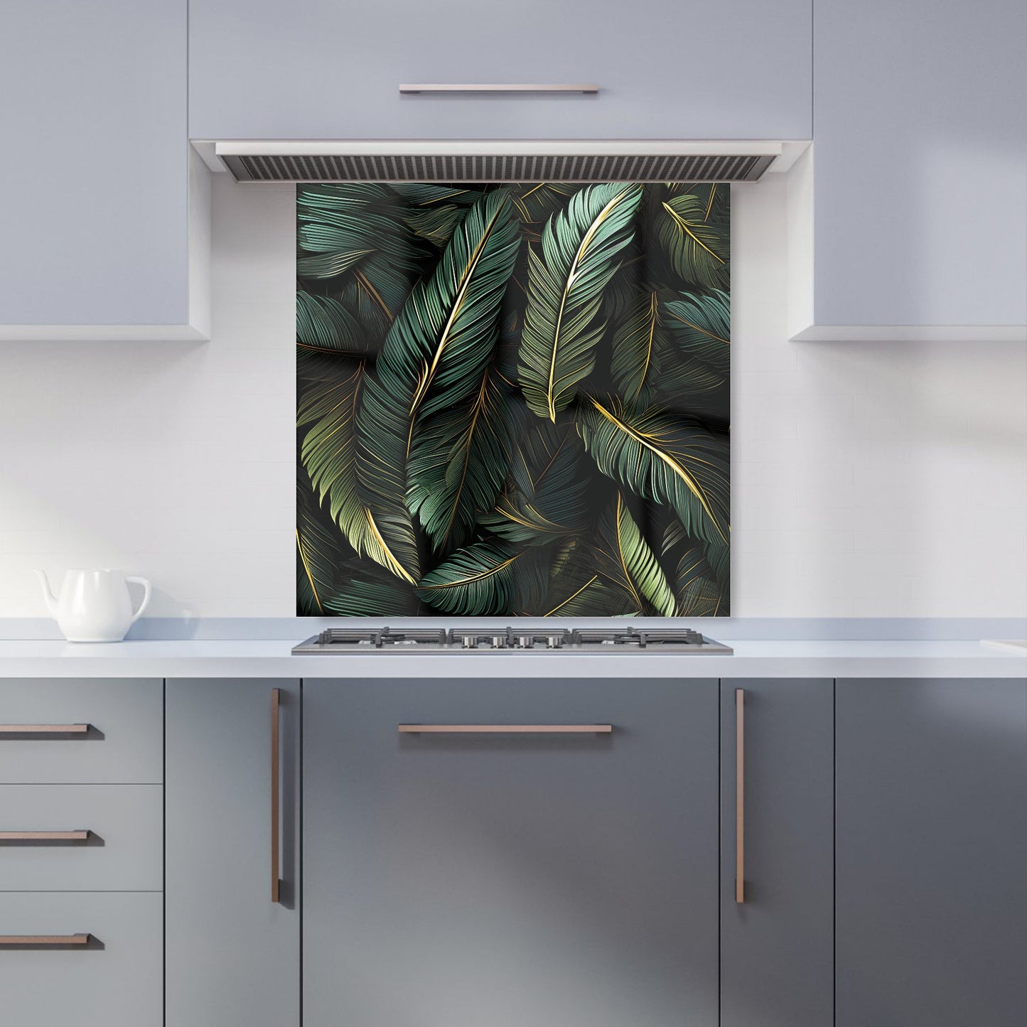 Green and Gold Leaves Kitchen Splashback
