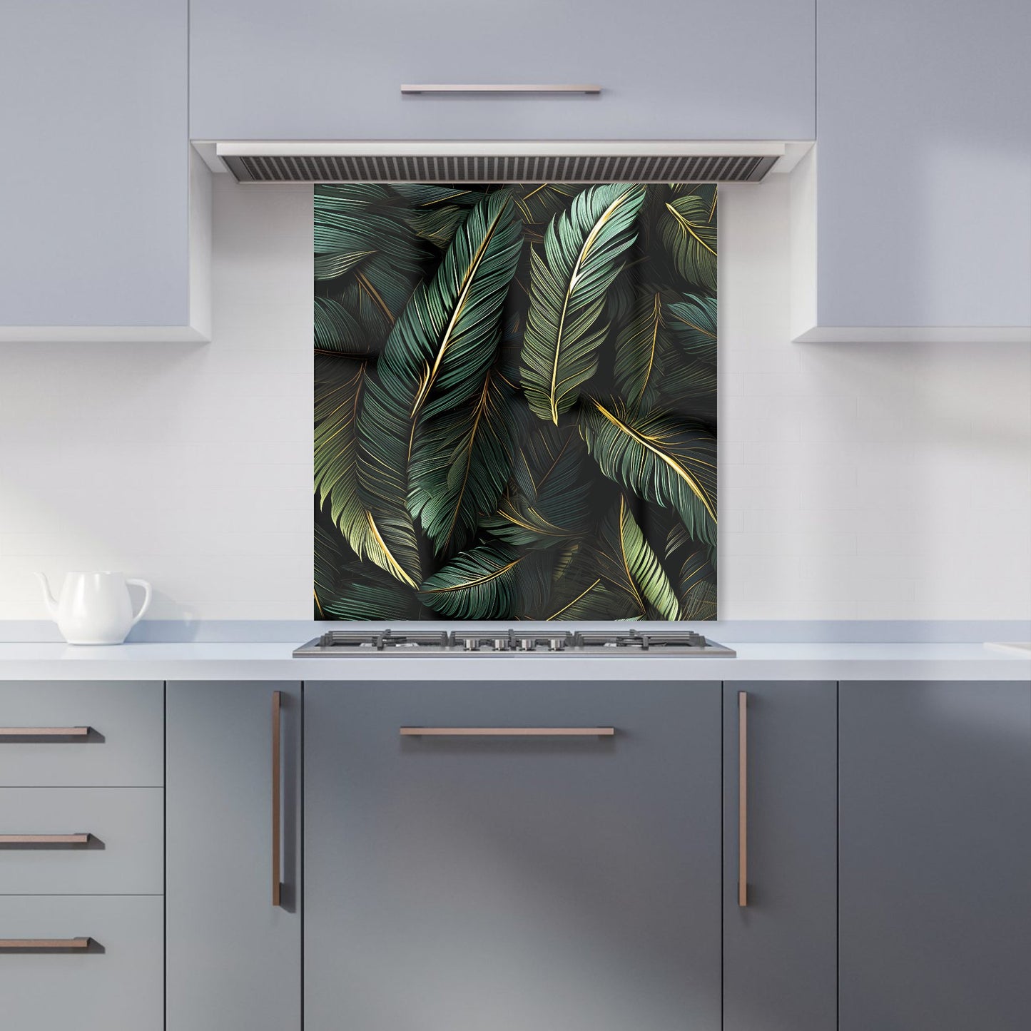 Green and Gold Leaves Kitchen Splashback