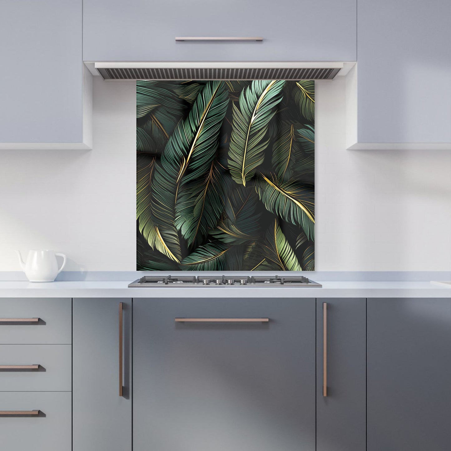 Green and Gold Leaves Kitchen Splashback