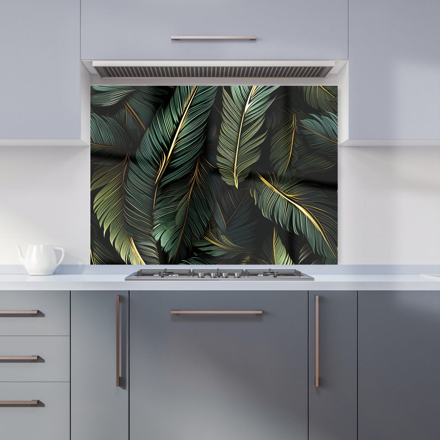 Green and Gold Leaves Kitchen Splashback