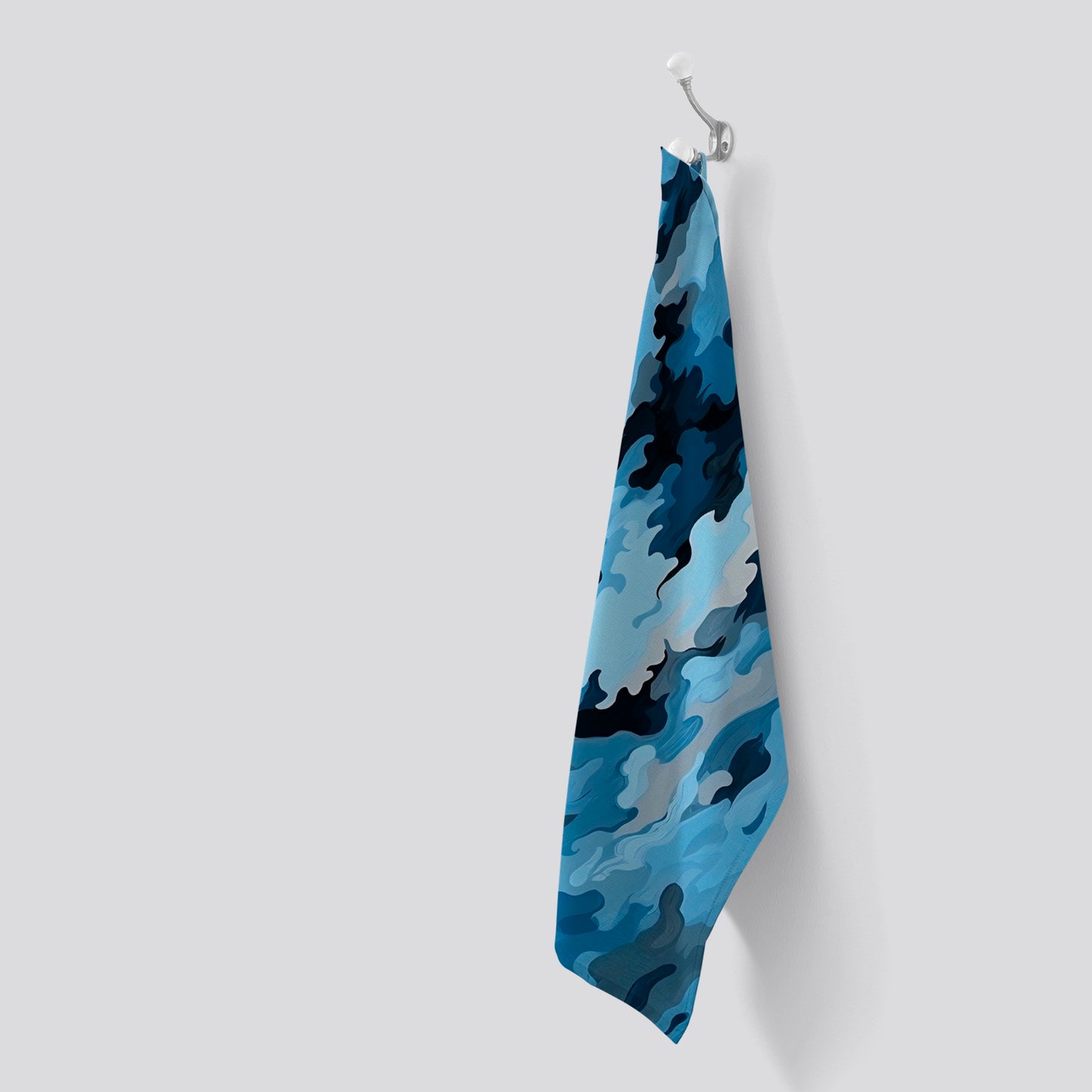 Blue And Grey Canvas Brushstrokes Tea Towel