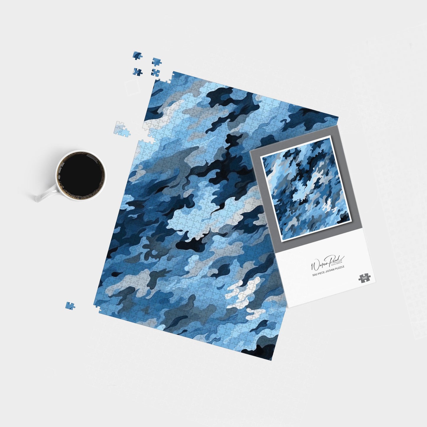 Blue And Grey Canvas Brushstrokes Jigsaw Puzzle