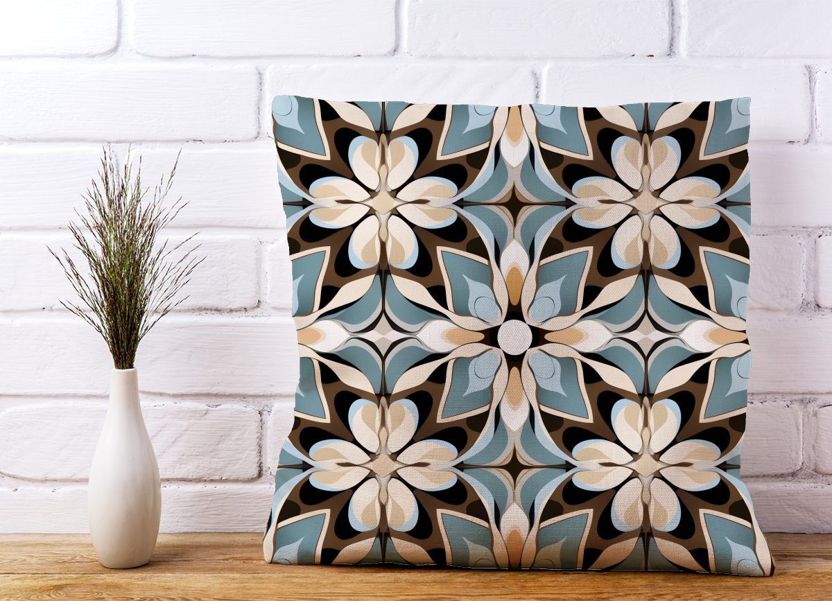 Beige And Brown Abstract Pattern Cushions