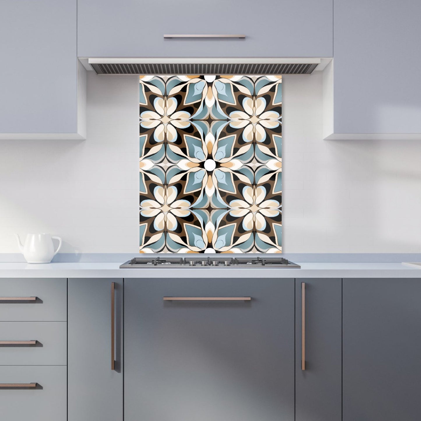 Beige And Brown Abstract Pattern Kitchen Splashback