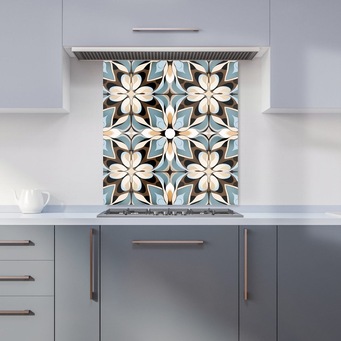 Beige And Brown Abstract Pattern Kitchen Splashback