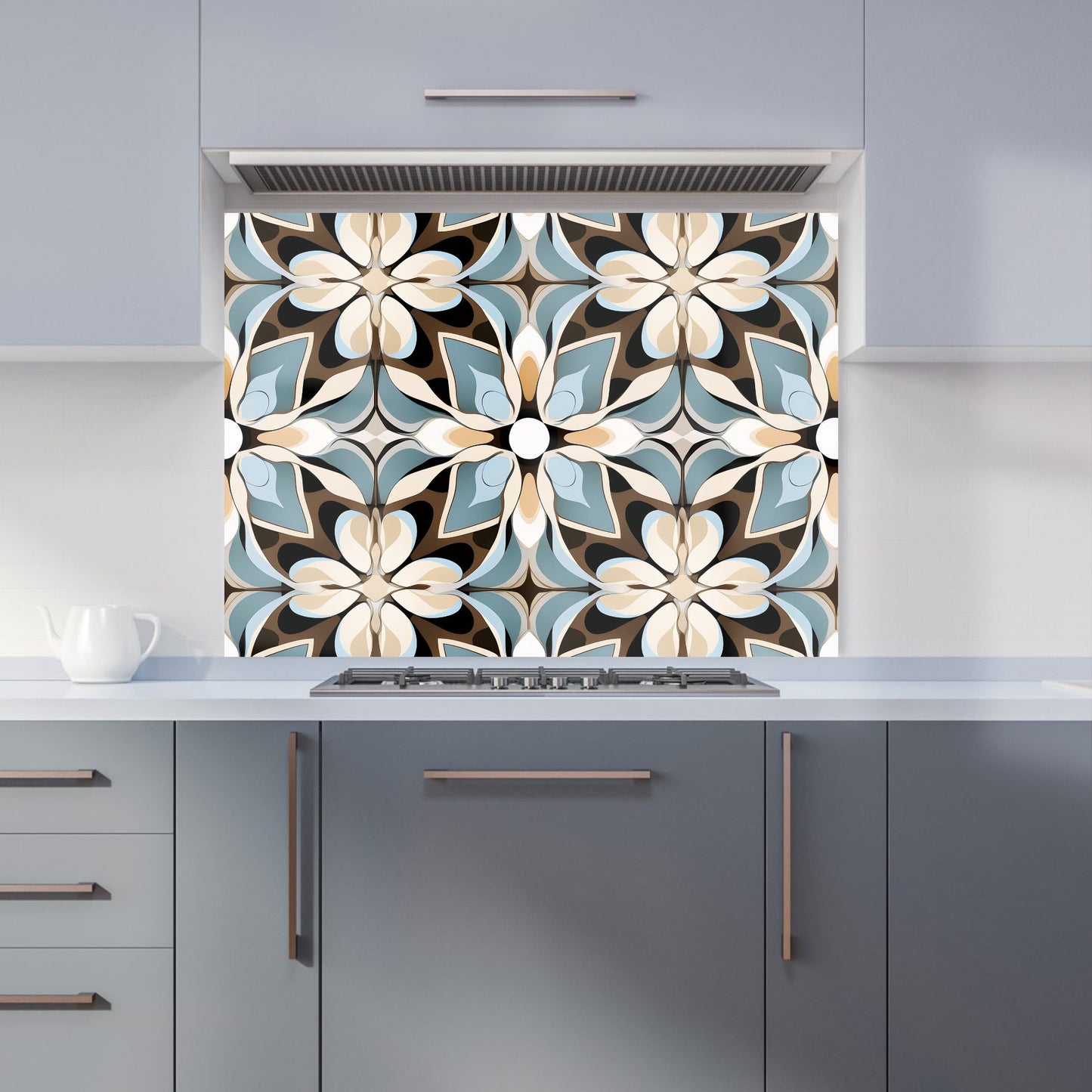 Beige And Brown Abstract Pattern Kitchen Splashback