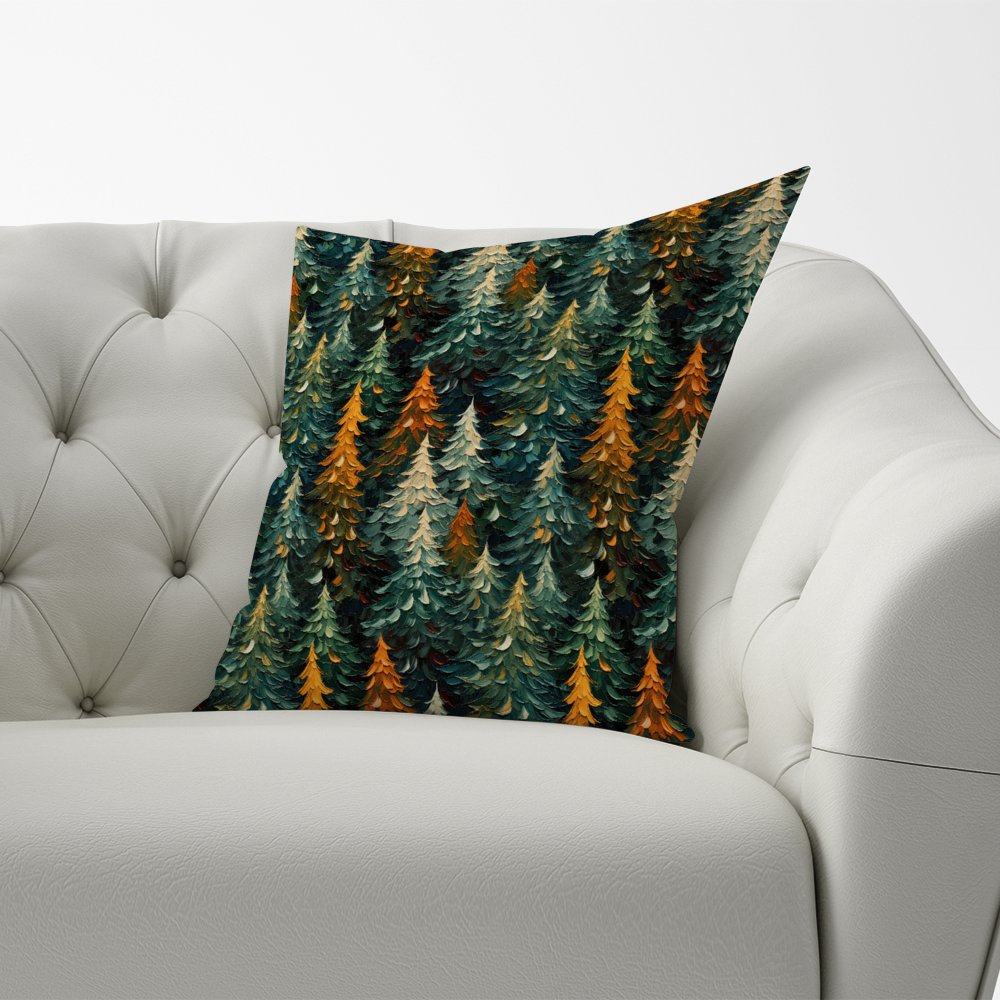 Impasto Style Christmas Trees Cushions