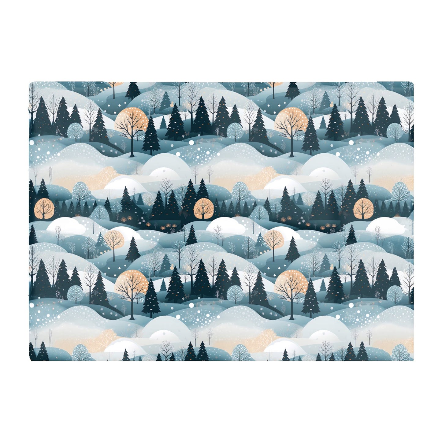 Dreamy Snowy Christmas Scene Glass Chopping Board