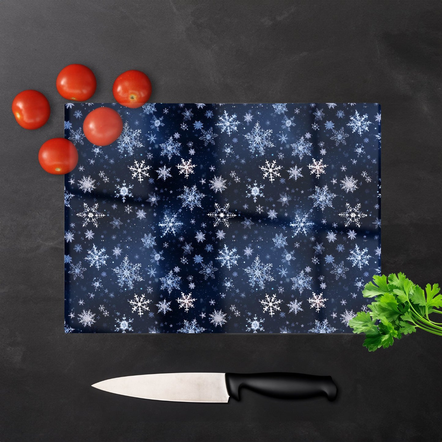 Dreamy And Magical Snowflake Glass Chopping Board
