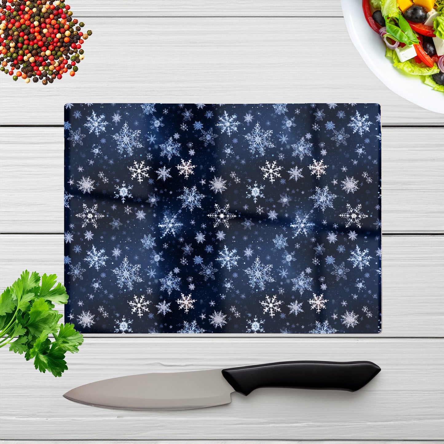 Dreamy And Magical Snowflake Glass Chopping Board