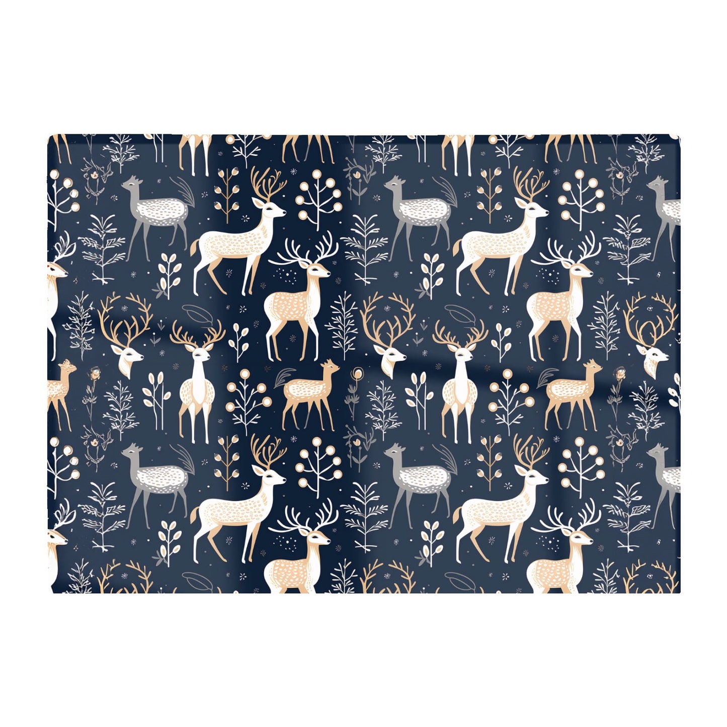 Reindeer Whimsical Illustration Pattern Glass Chopping Board