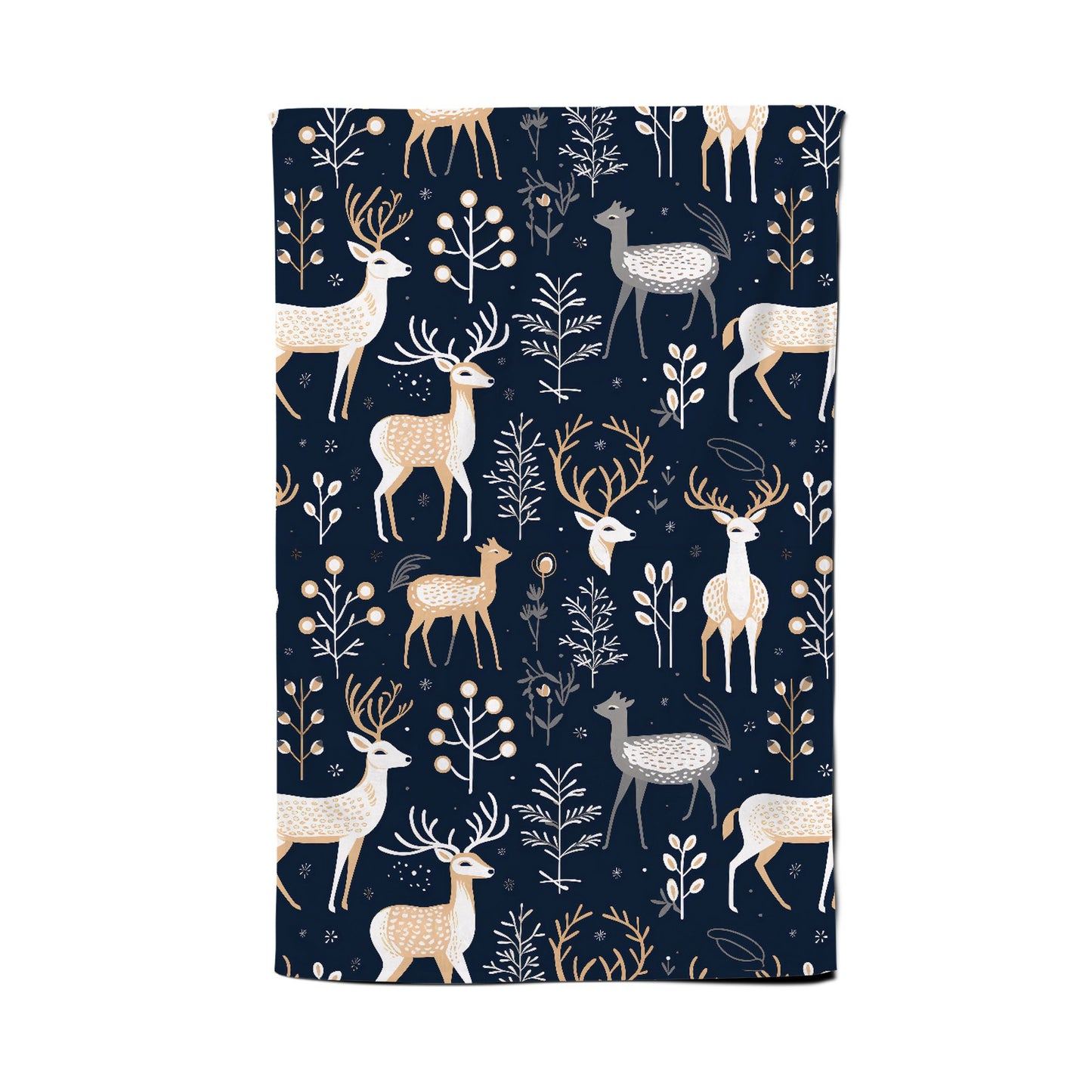 Reindeer, Whimsical, Illustration Pattern Tea Towel