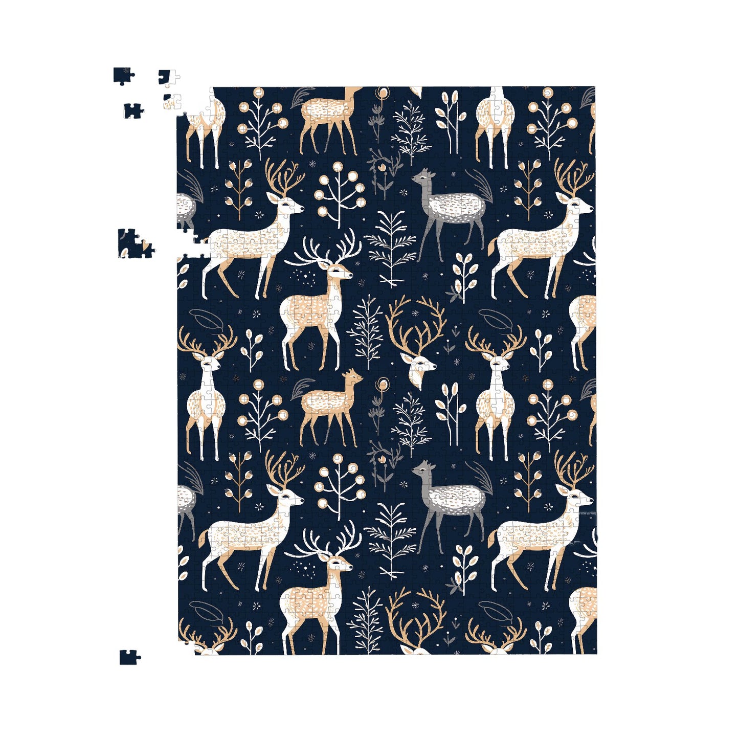 Reindeer, Whimsical, Illustration Pattern Jigsaw Puzzle
