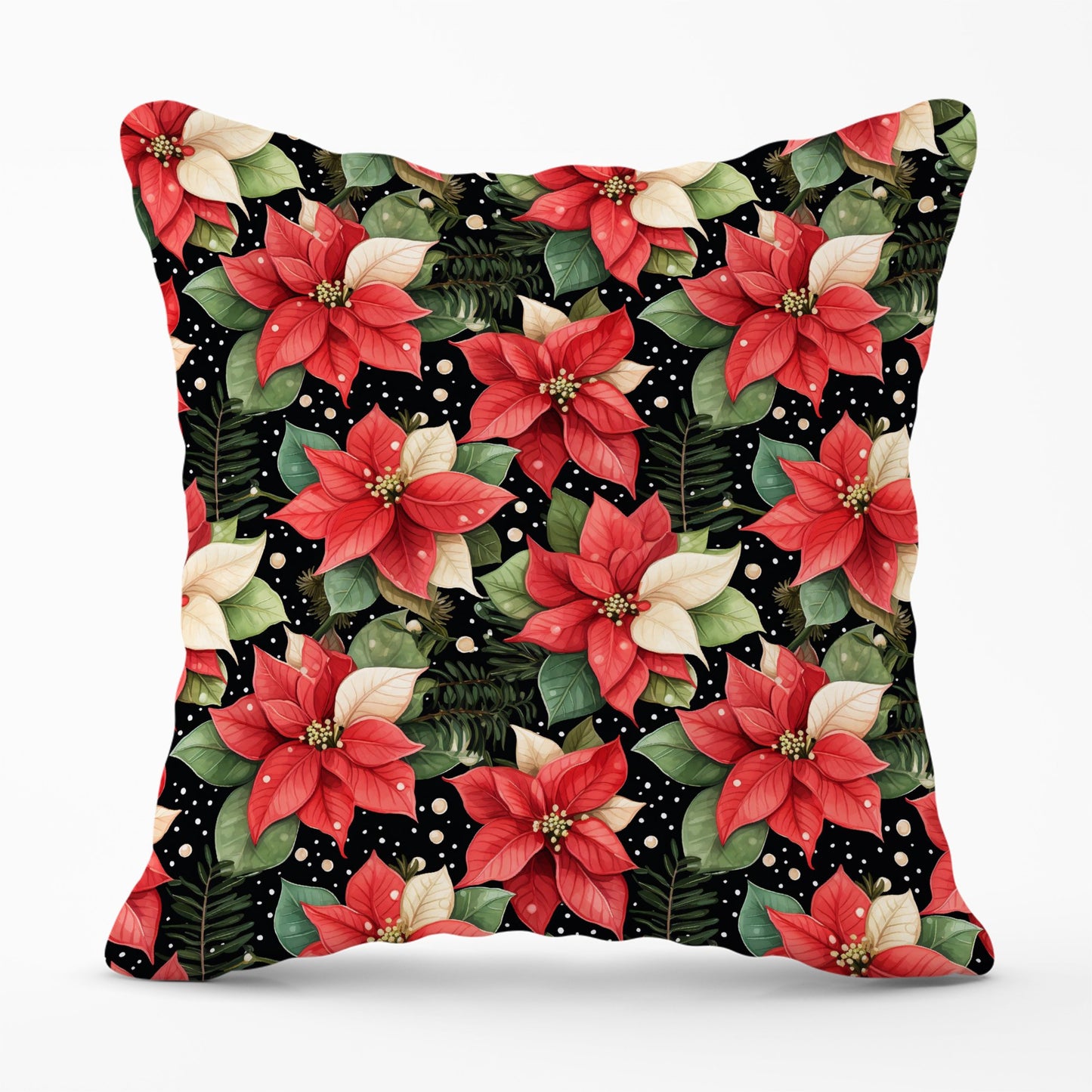 Poinsettia, Watercolor Style Cushions