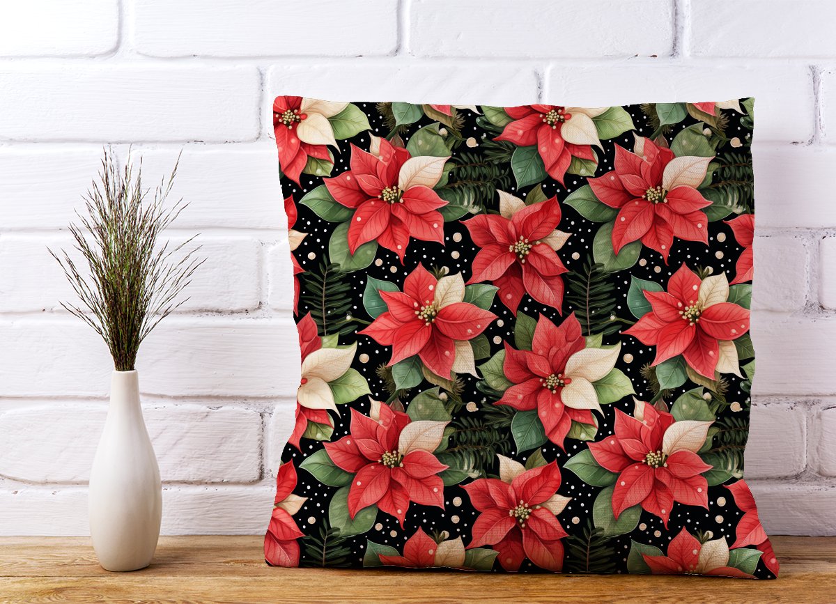 Poinsettia, Watercolor Style Cushions