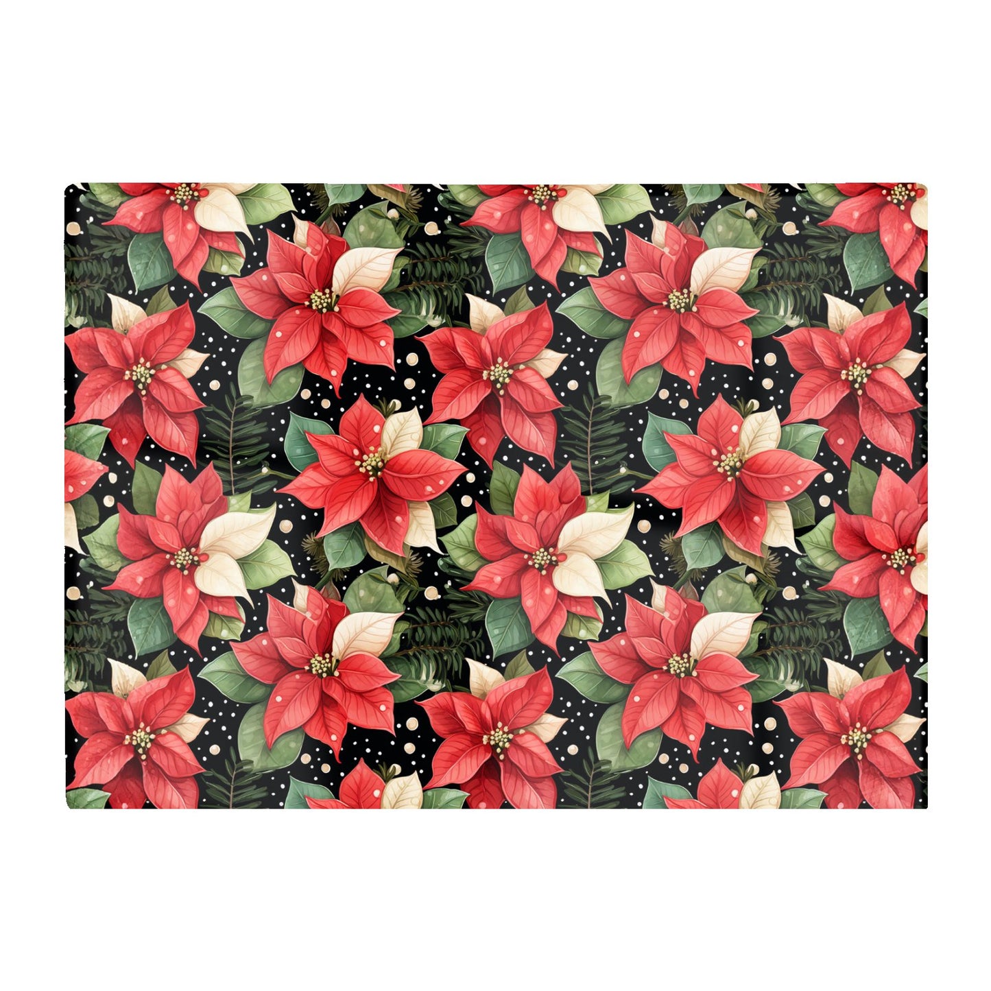 Poinsettia Watercolor Style Glass Chopping Board