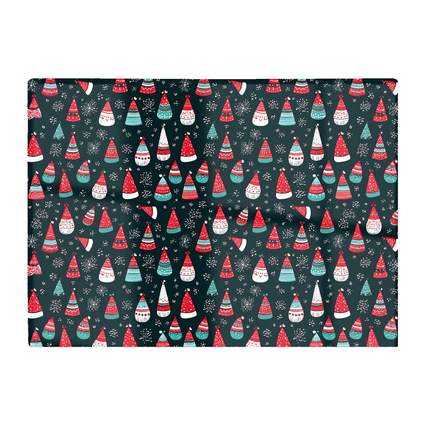 Hand Drawn Cheerful Santa Hats Glass Chopping Board