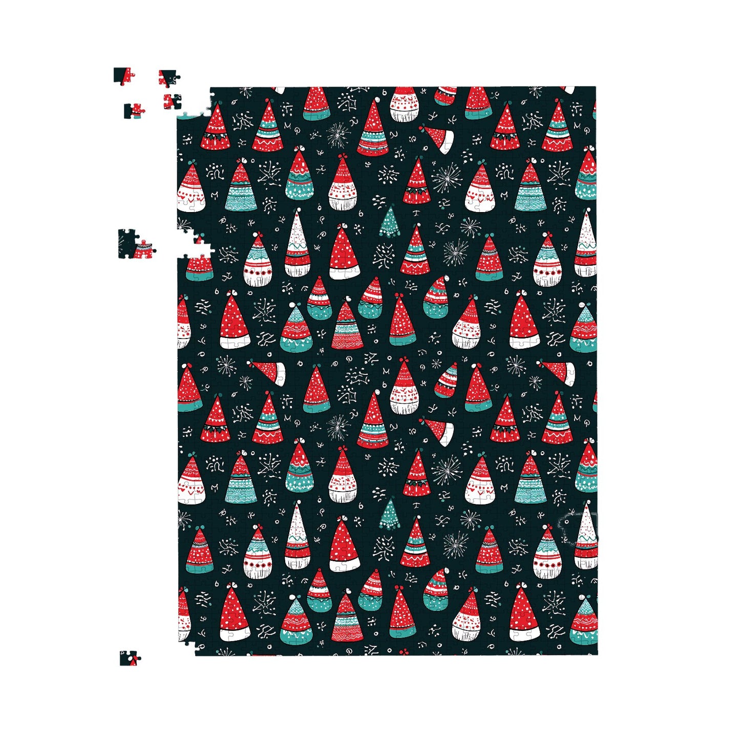 Hand Drawn Cheerful Santa Hats Jigsaw Puzzle