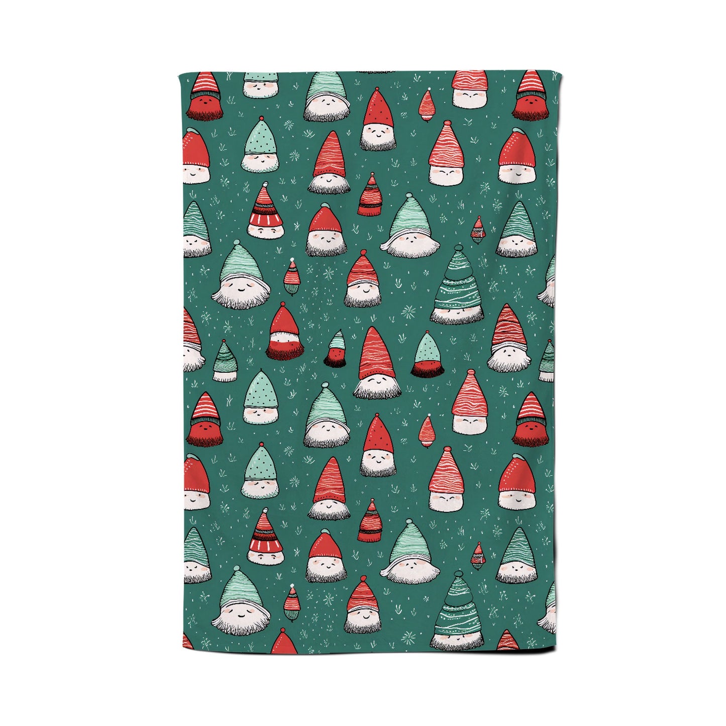 Hand Drawn Joyful Santa Hats Tea Towel