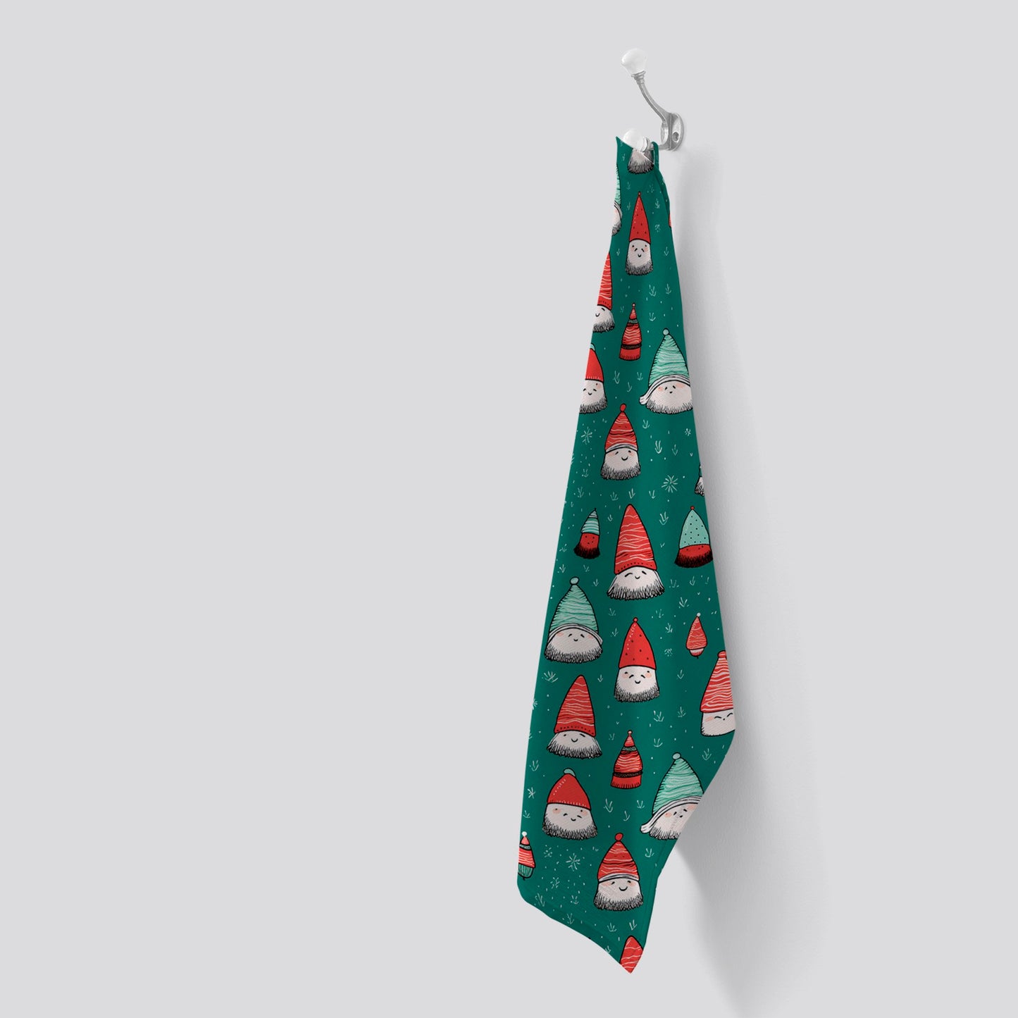 Hand Drawn Joyful Santa Hats Tea Towel