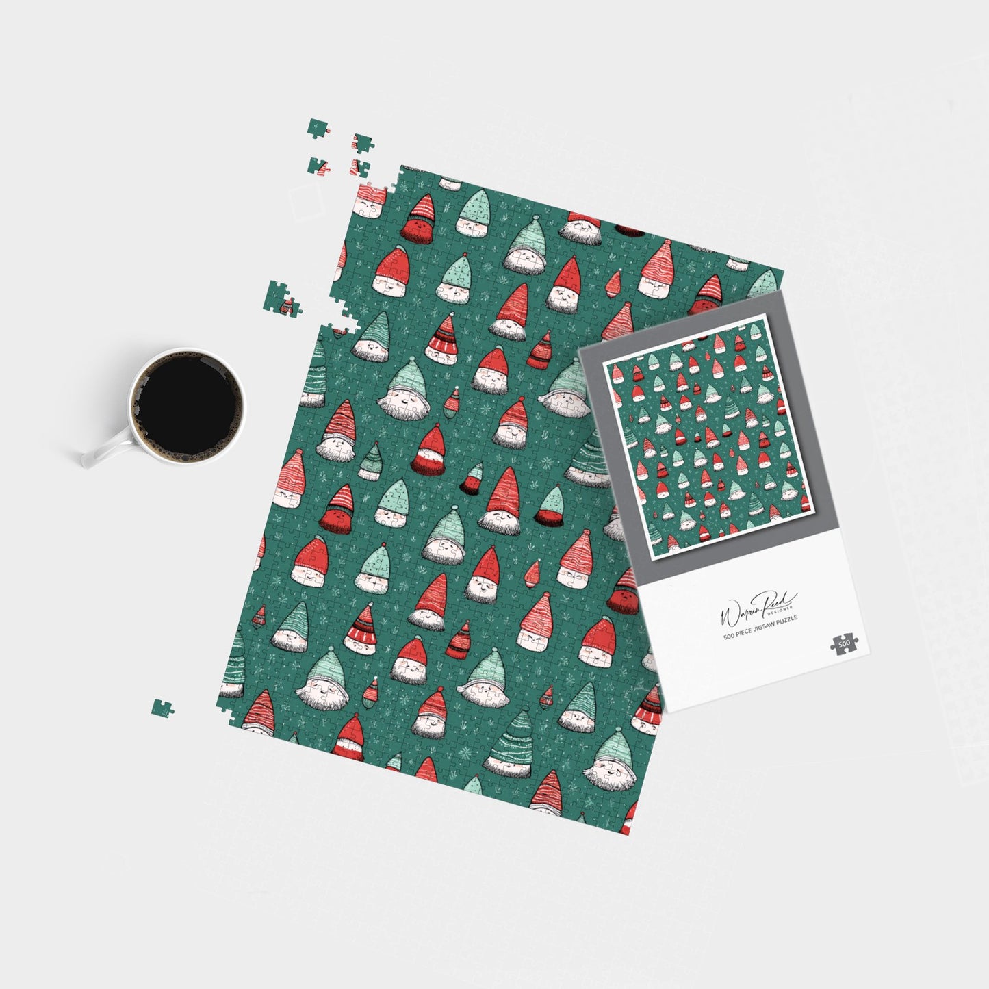 Hand Drawn Joyful Santa Hats Jigsaw Puzzle