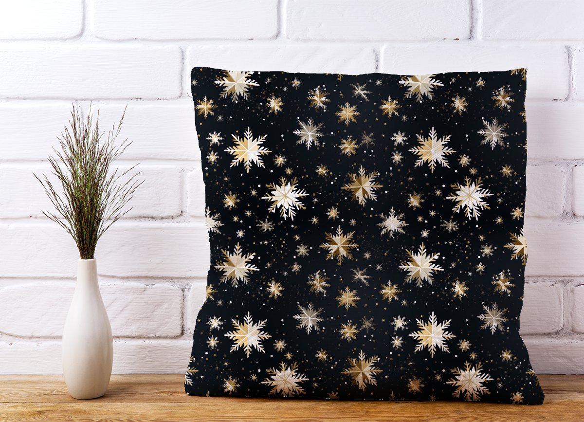 Silver Gold Snowflake Pattern Cushions
