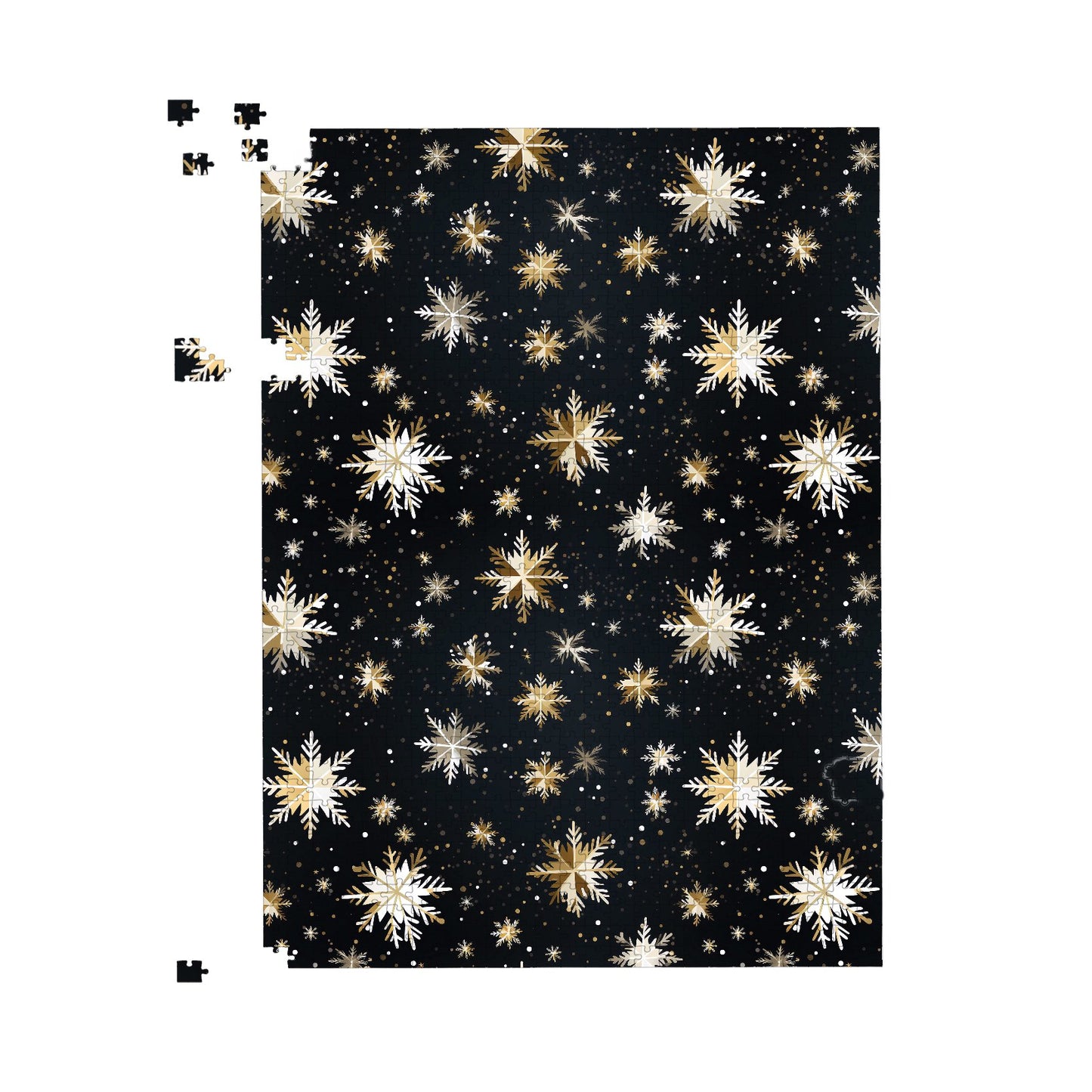 Silver Gold Snowflake Pattern Jigsaw Puzzle