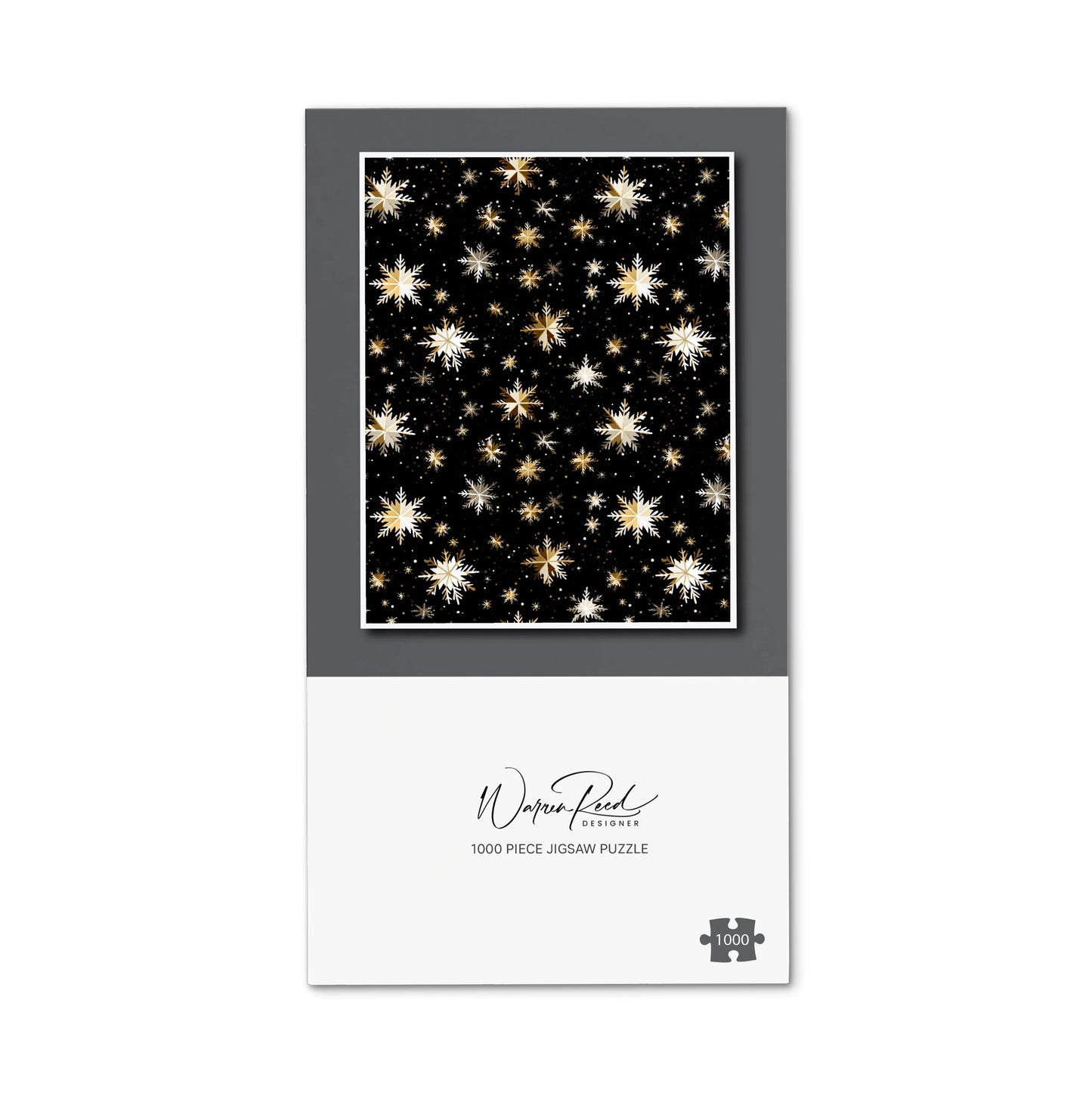 Silver Gold Snowflake Pattern Jigsaw Puzzle