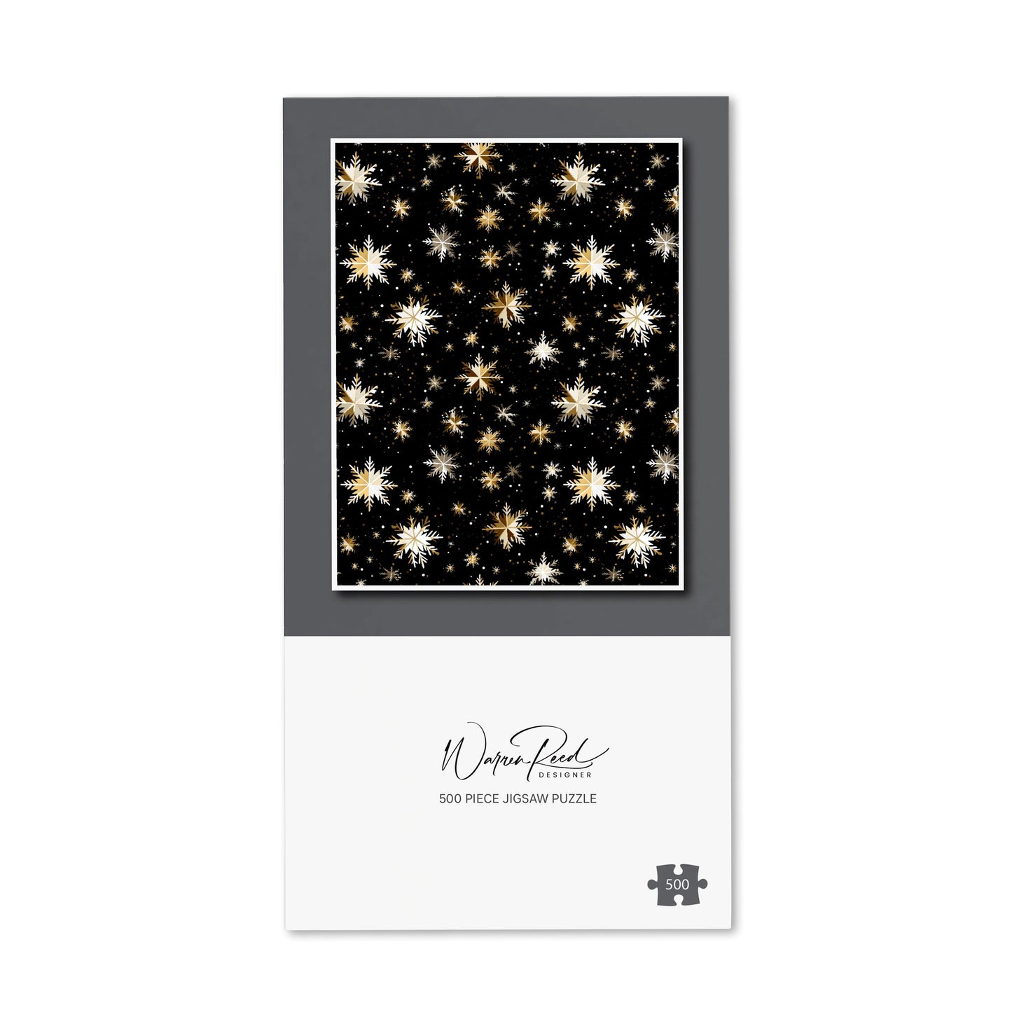 Silver Gold Snowflake Pattern Jigsaw Puzzle