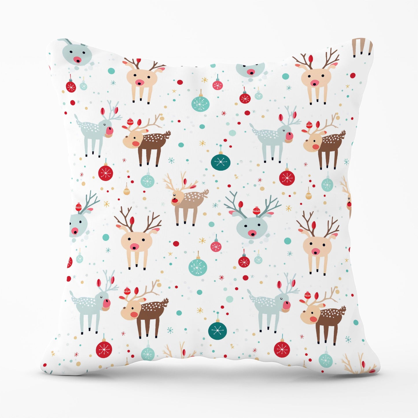 Happy Reindeer With Christmas Lights Cushions