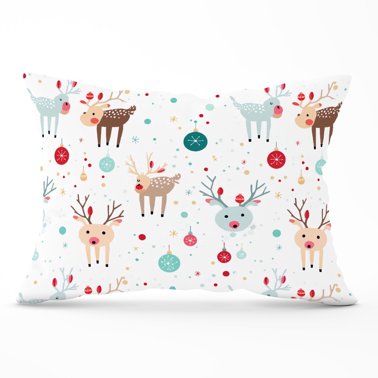Happy Reindeer With Christmas Lights Cushions