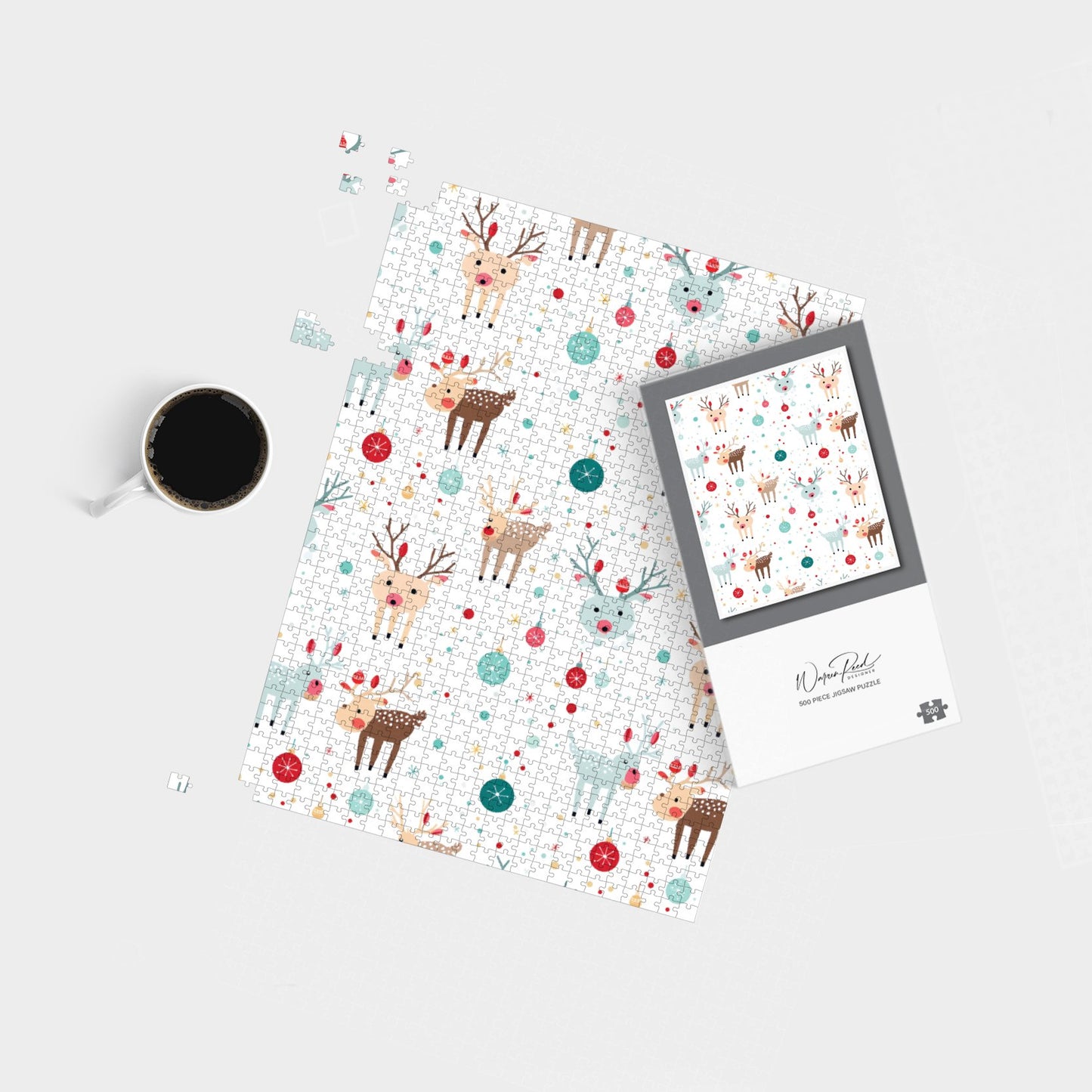 Happy Reindeer With Christmas Lights Jigsaw Puzzle