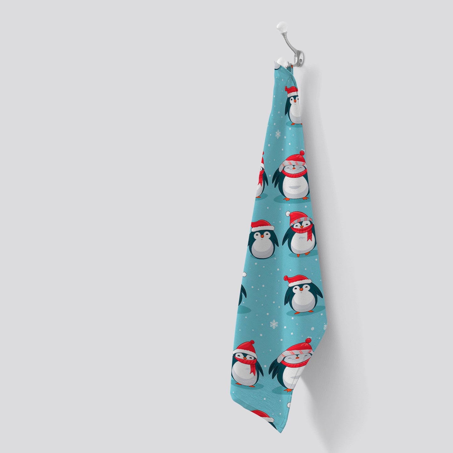 Adorable Santa Penguins Tea Towel