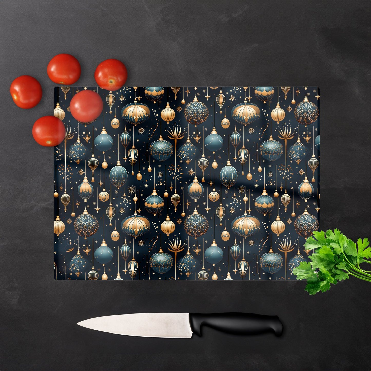 Christmas Decorations Glass Chopping Board