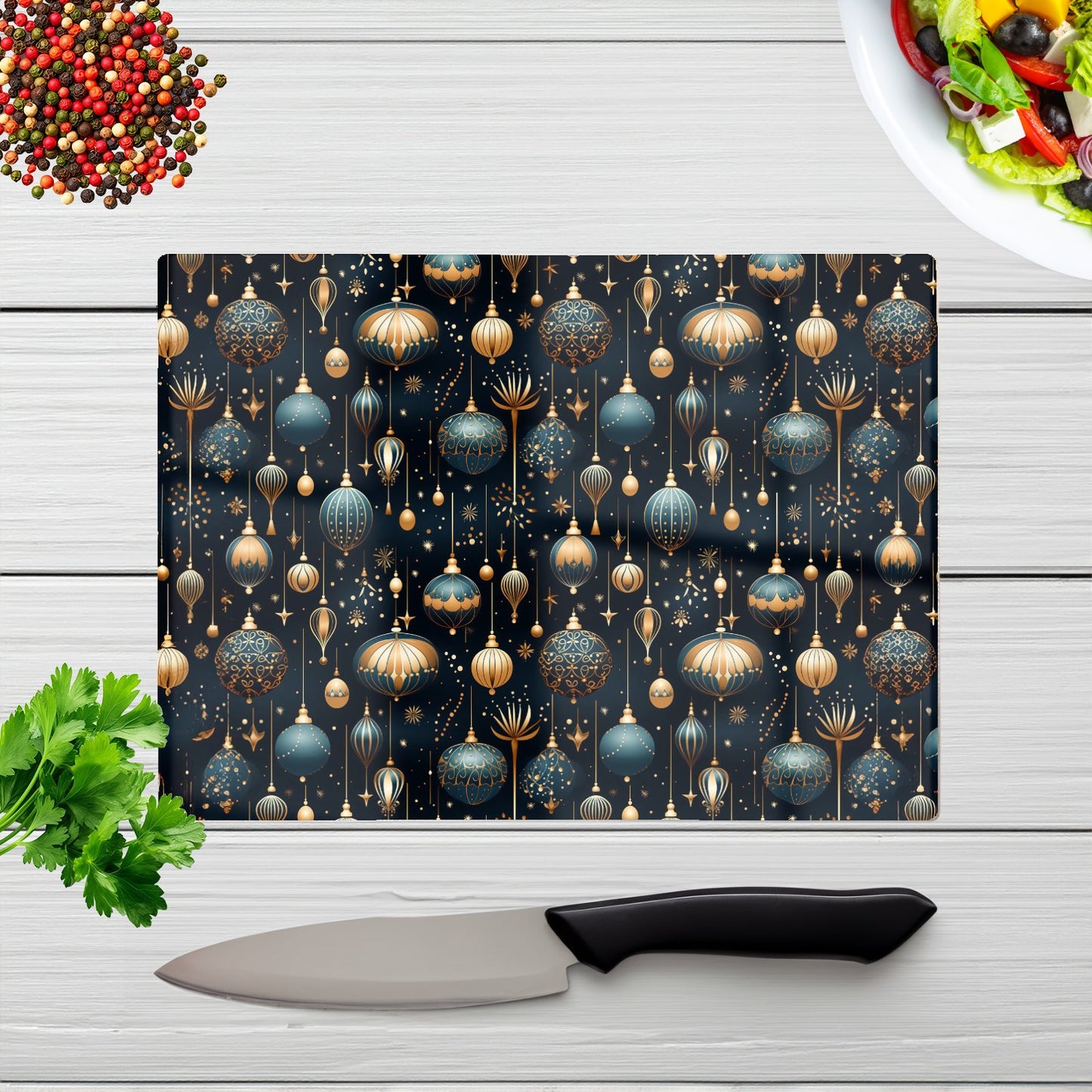 Christmas Decorations Glass Chopping Board