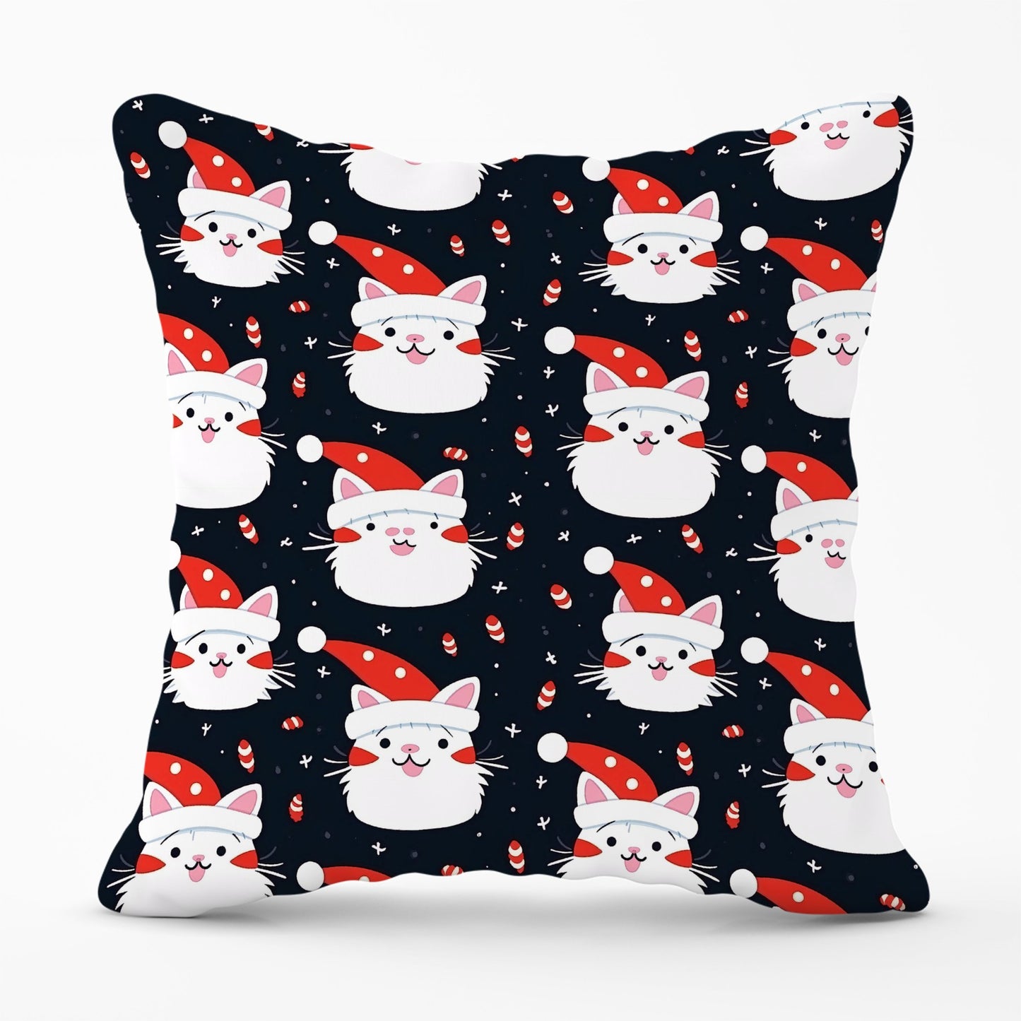 Cute Cats Wearing Santa Claus Hats Cushions
