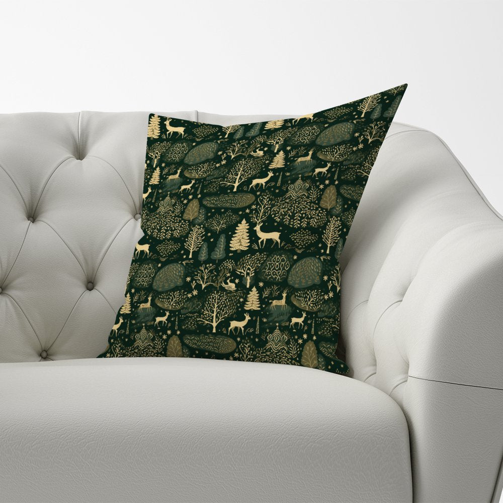 Green Christmas Woodlands Cushions