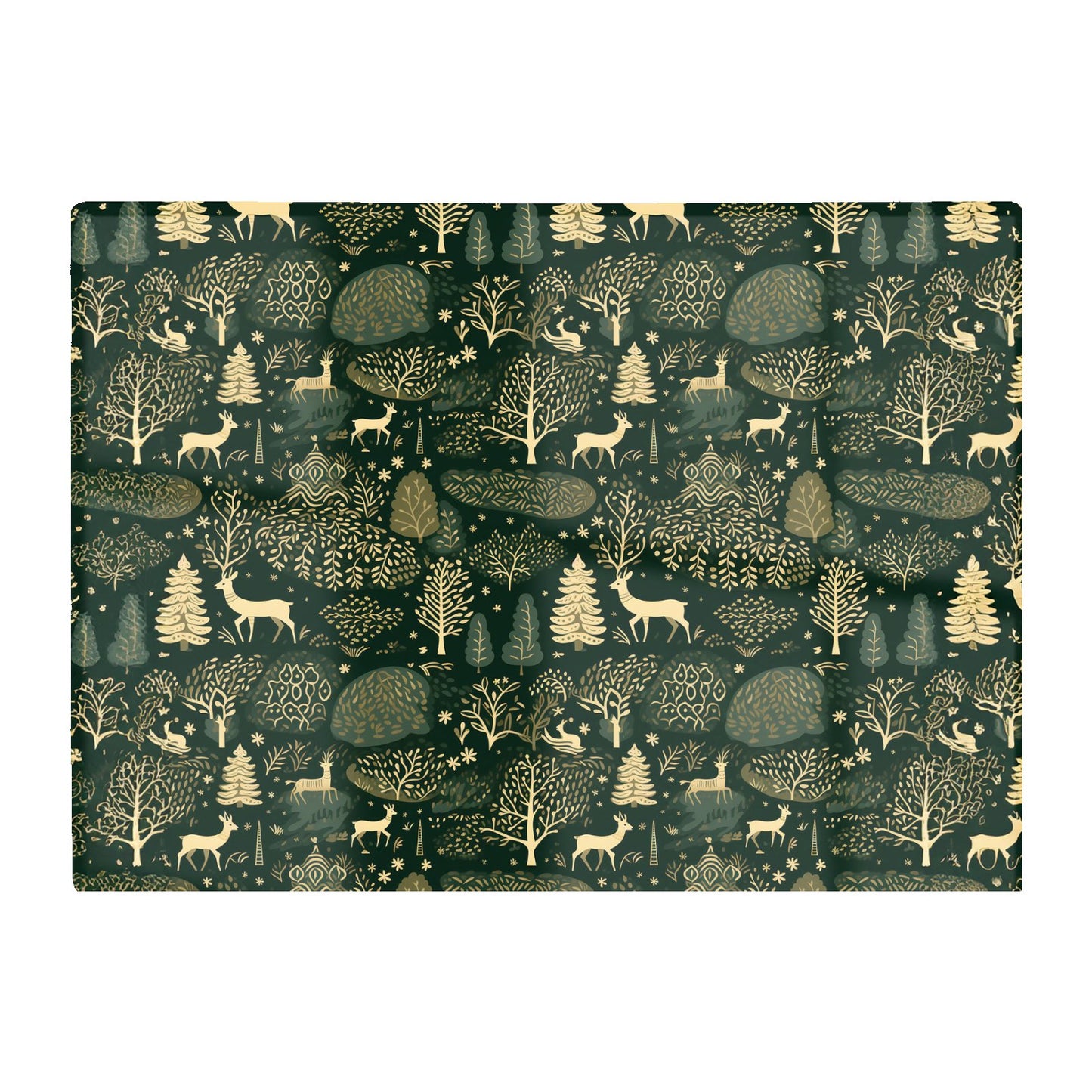 Green Christmas Woodlands Glass Chopping Board