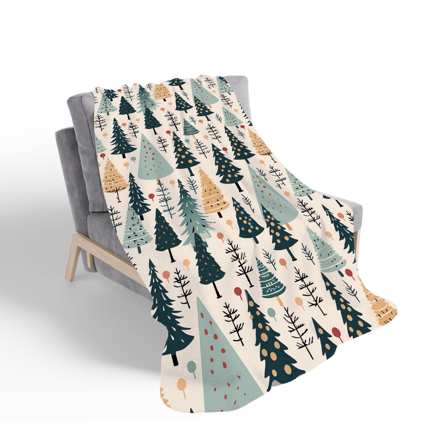 Boho Inspired Christmas Tree Pattern Sherpa Blanket