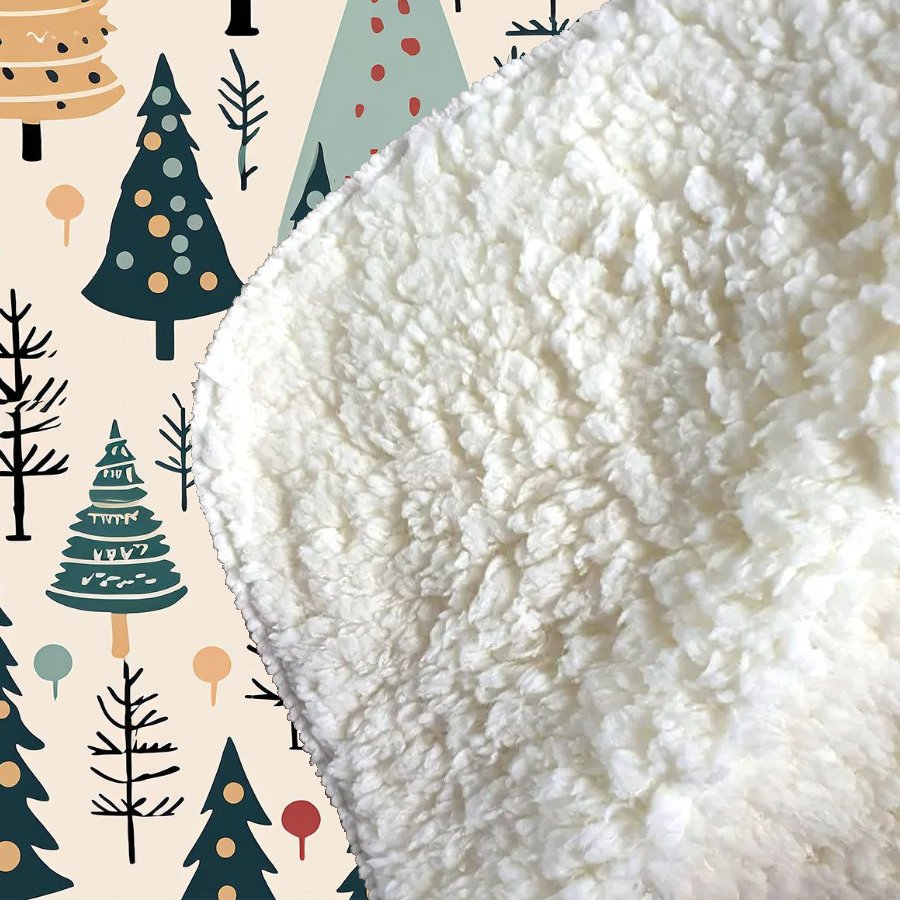 Boho Inspired Christmas Tree Pattern Sherpa Blanket