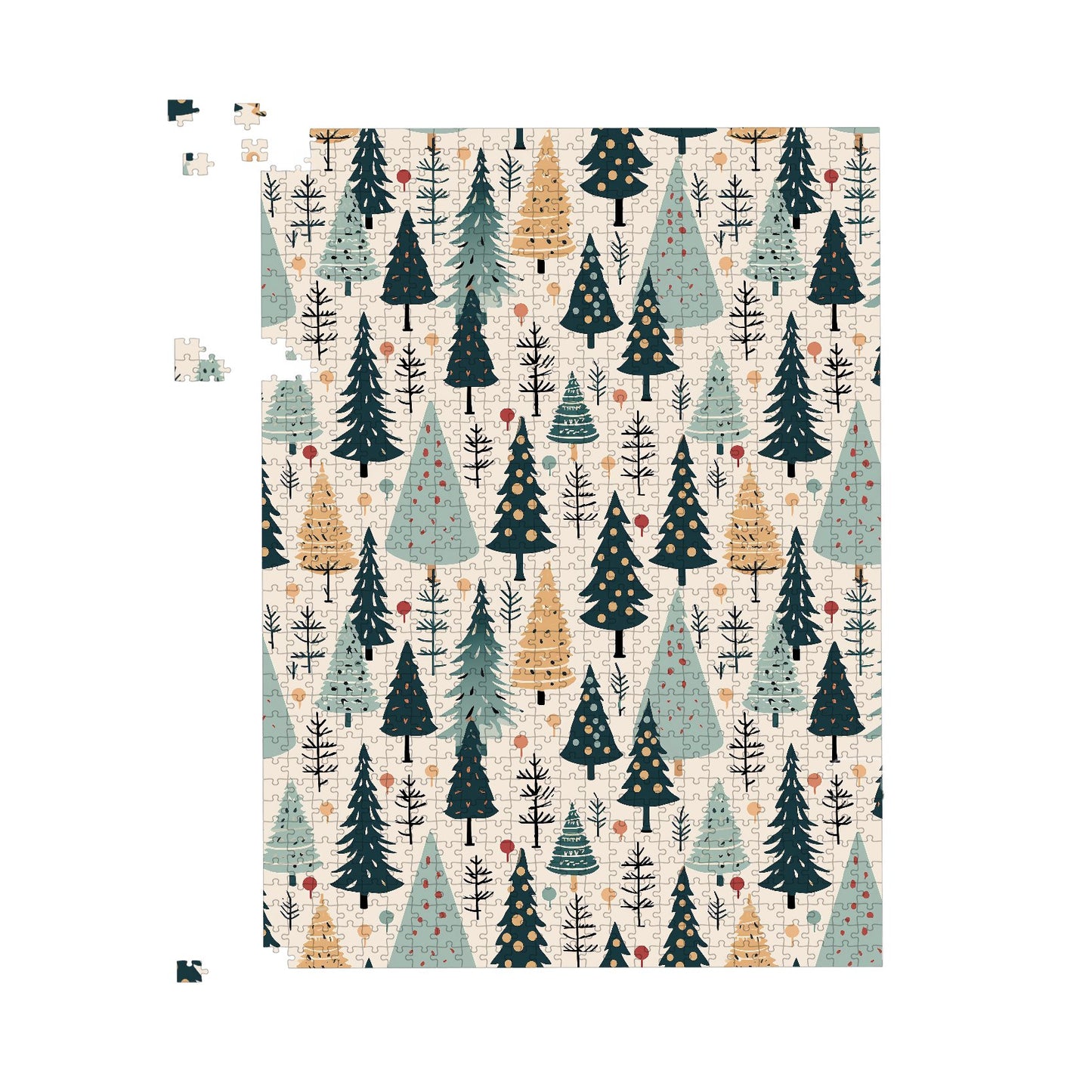 Boho Inspired Christmas Tree Pattern Jigsaw Puzzle