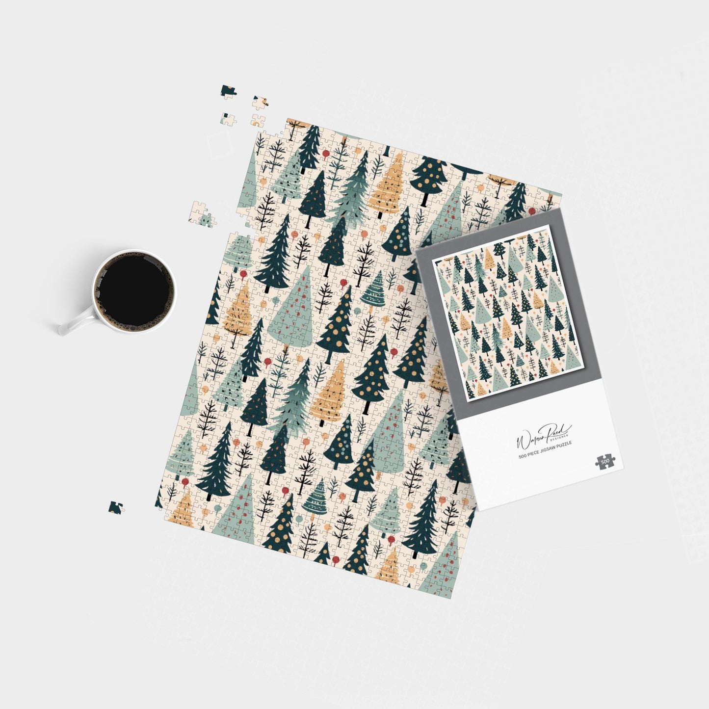 Boho Inspired Christmas Tree Pattern Jigsaw Puzzle