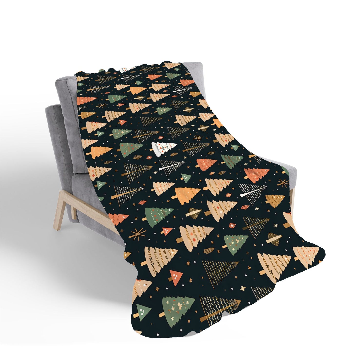 Boho Inspired Christmas Trees Sherpa Blanket