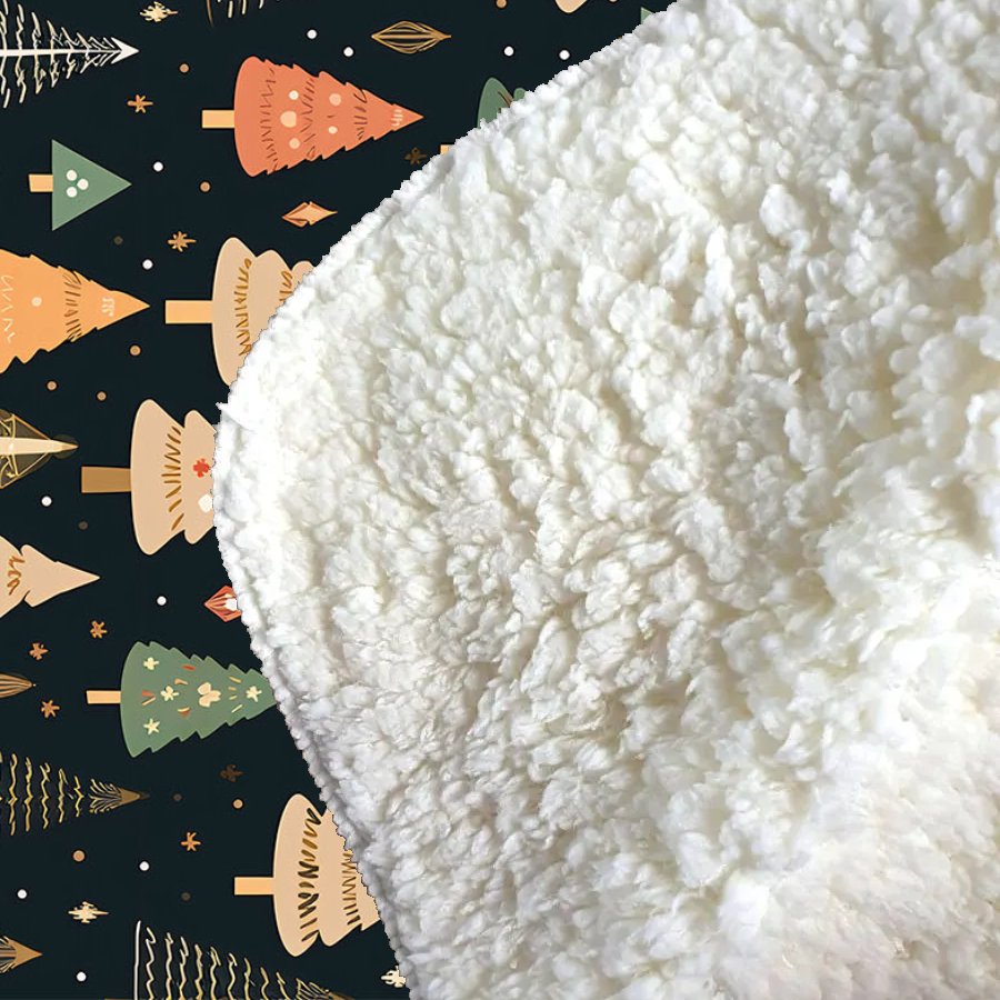 Boho Inspired Christmas Trees Sherpa Blanket