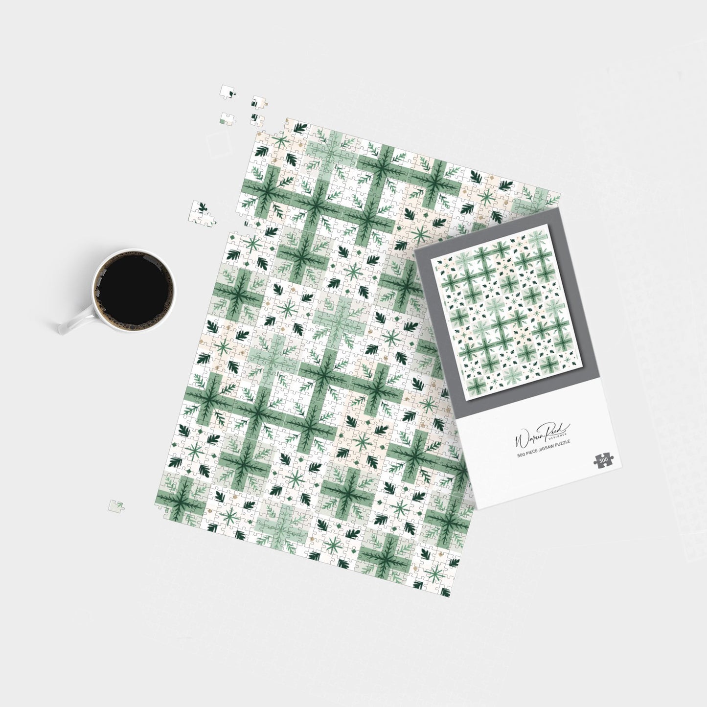Christmas Quilting Squares, Geometric Jigsaw Puzzle