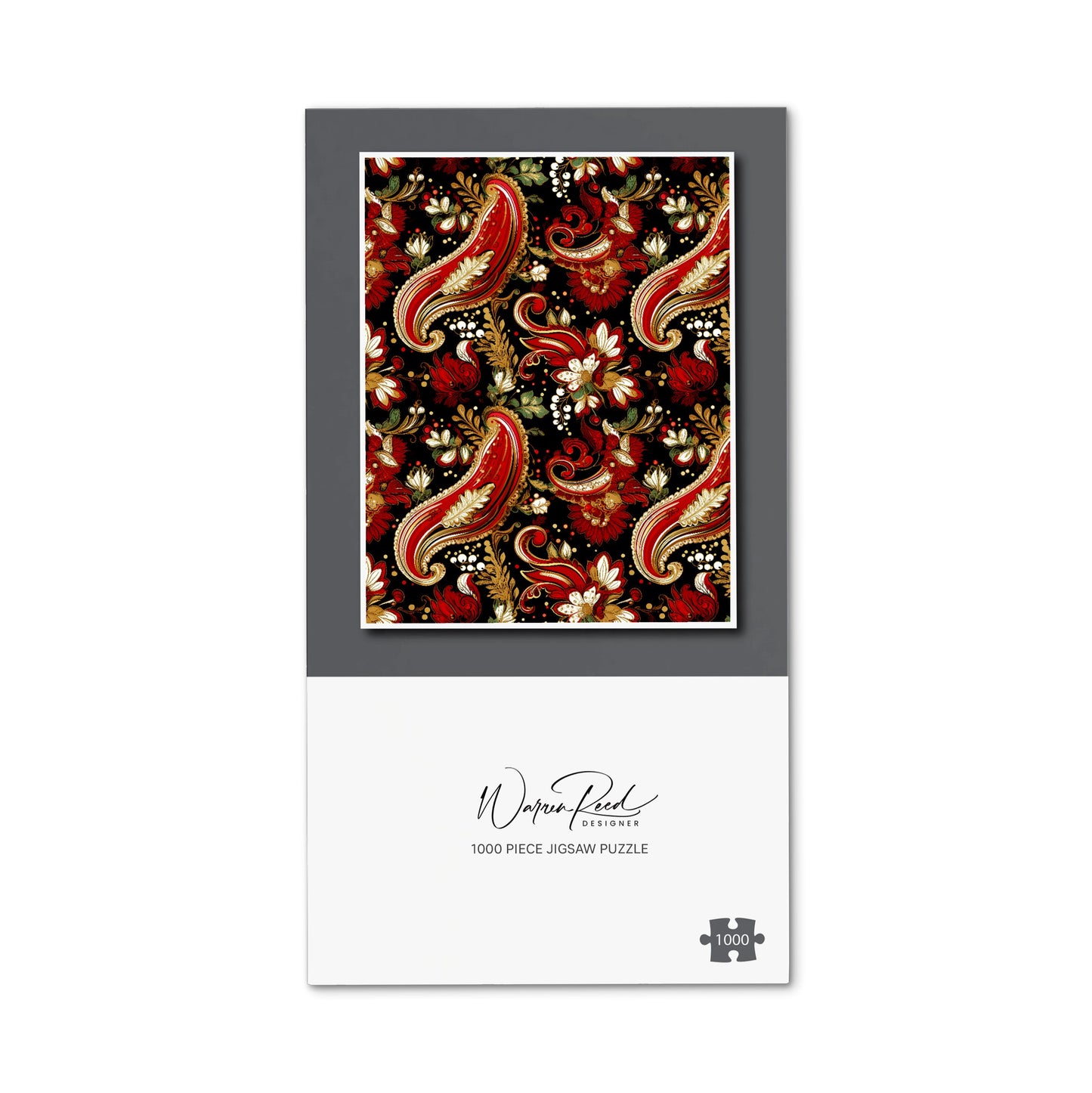 Paisley Christmas Stars Red Jigsaw Puzzle
