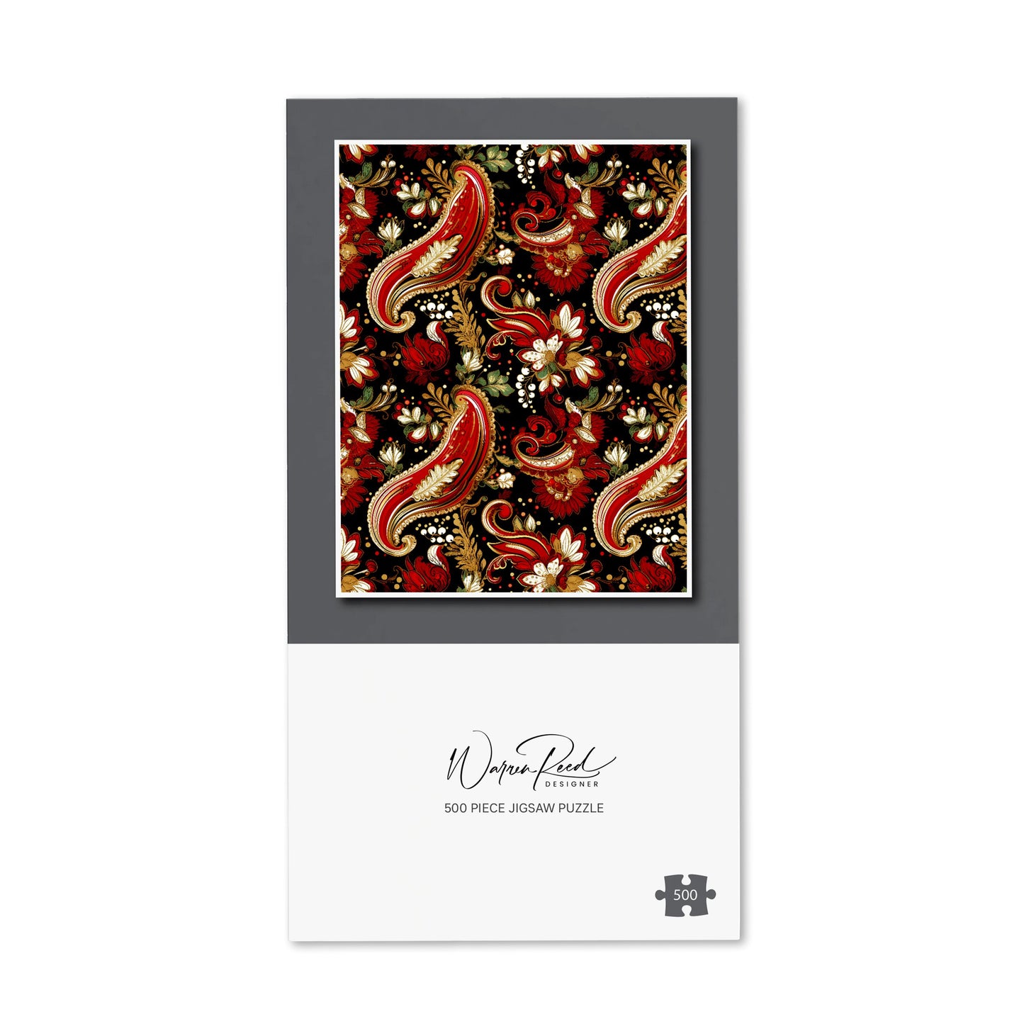 Paisley Christmas Stars Red Jigsaw Puzzle