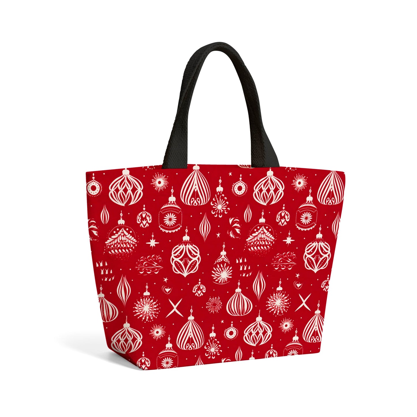 Red Christmas Decorations Pattern Beach Shopper Tote Bag