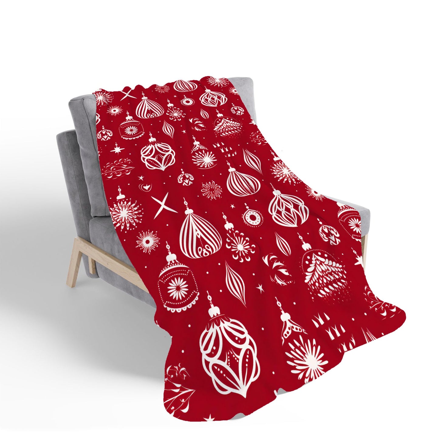 Red Christmas Decorations Pattern Sherpa Blanket