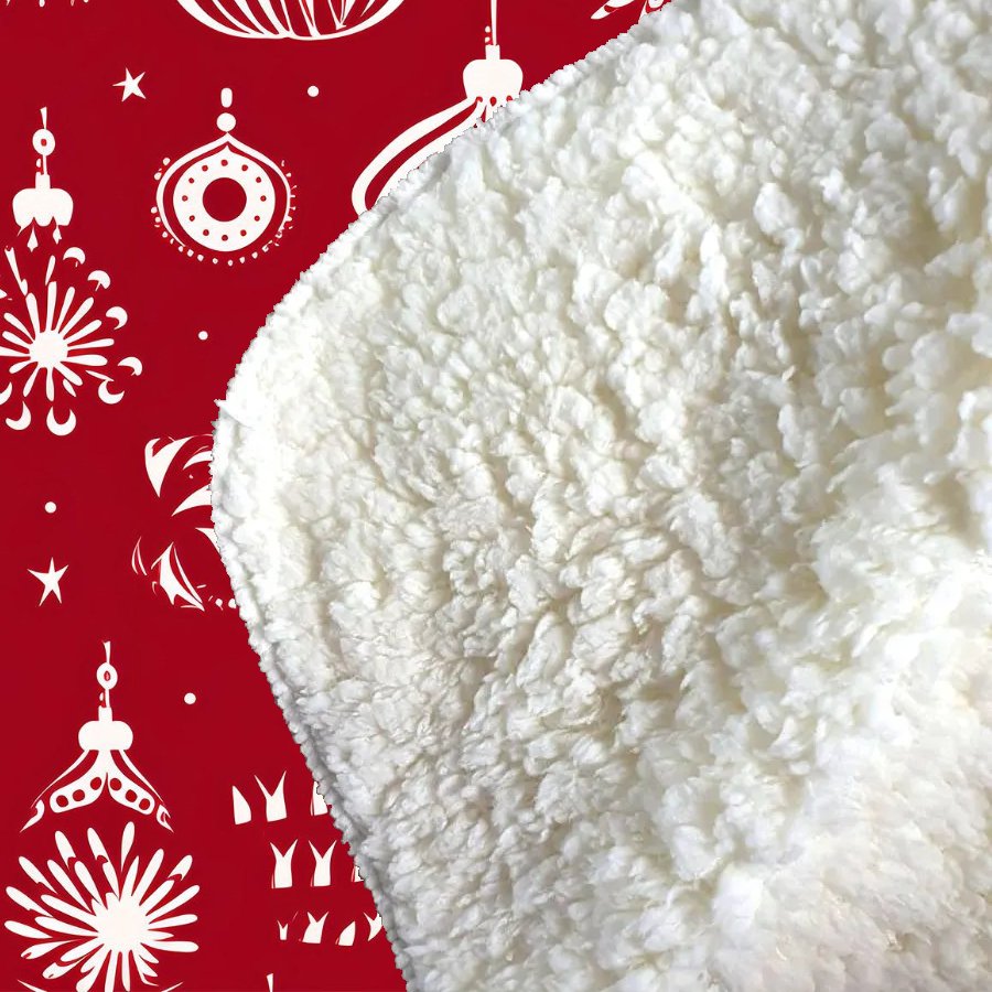 Red Christmas Decorations Pattern Sherpa Blanket